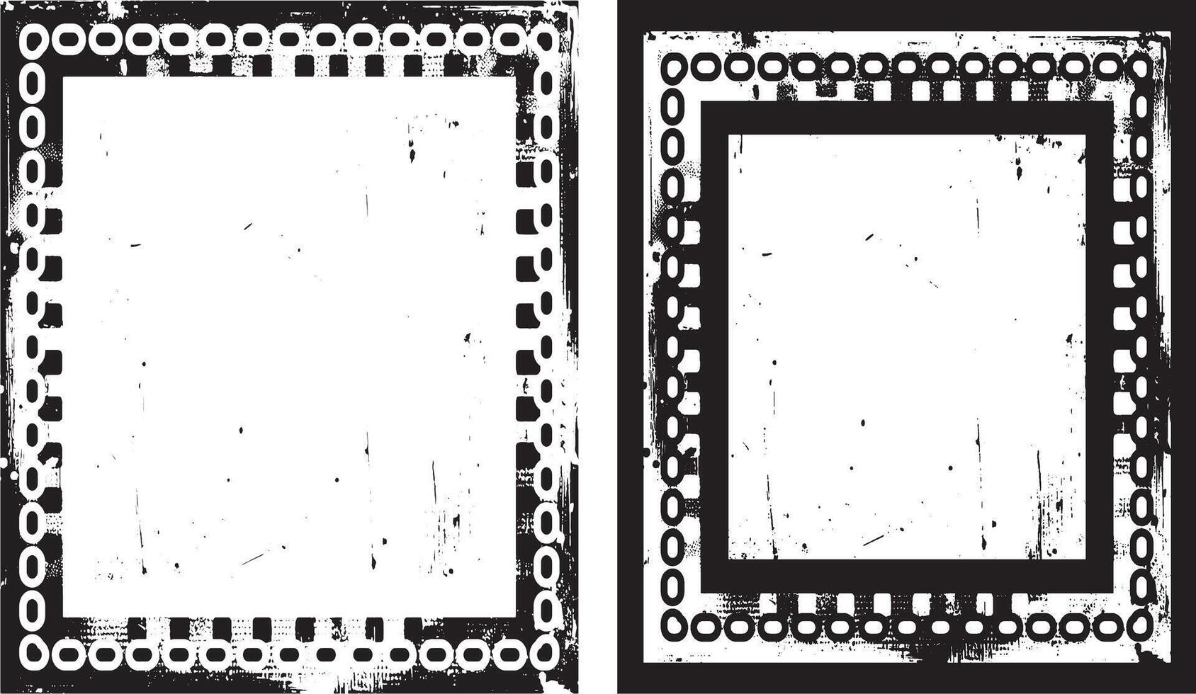two black and white frames with a chain pattern, grunge frame with black and white stripes, grunge frame background, black and white frame, vector