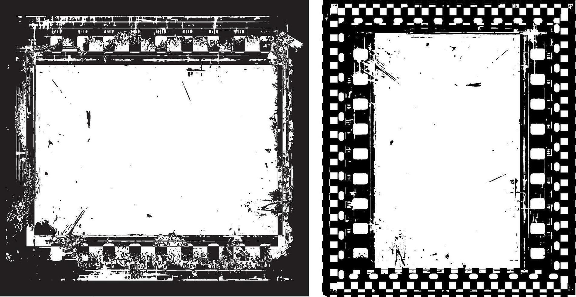 grunge frame background, black and white frame, vector