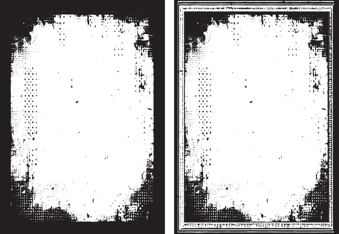 antique photo frame, black and white grunge frames with a border, two black and white frames set with a grunge texture, vintage photo frame vector
