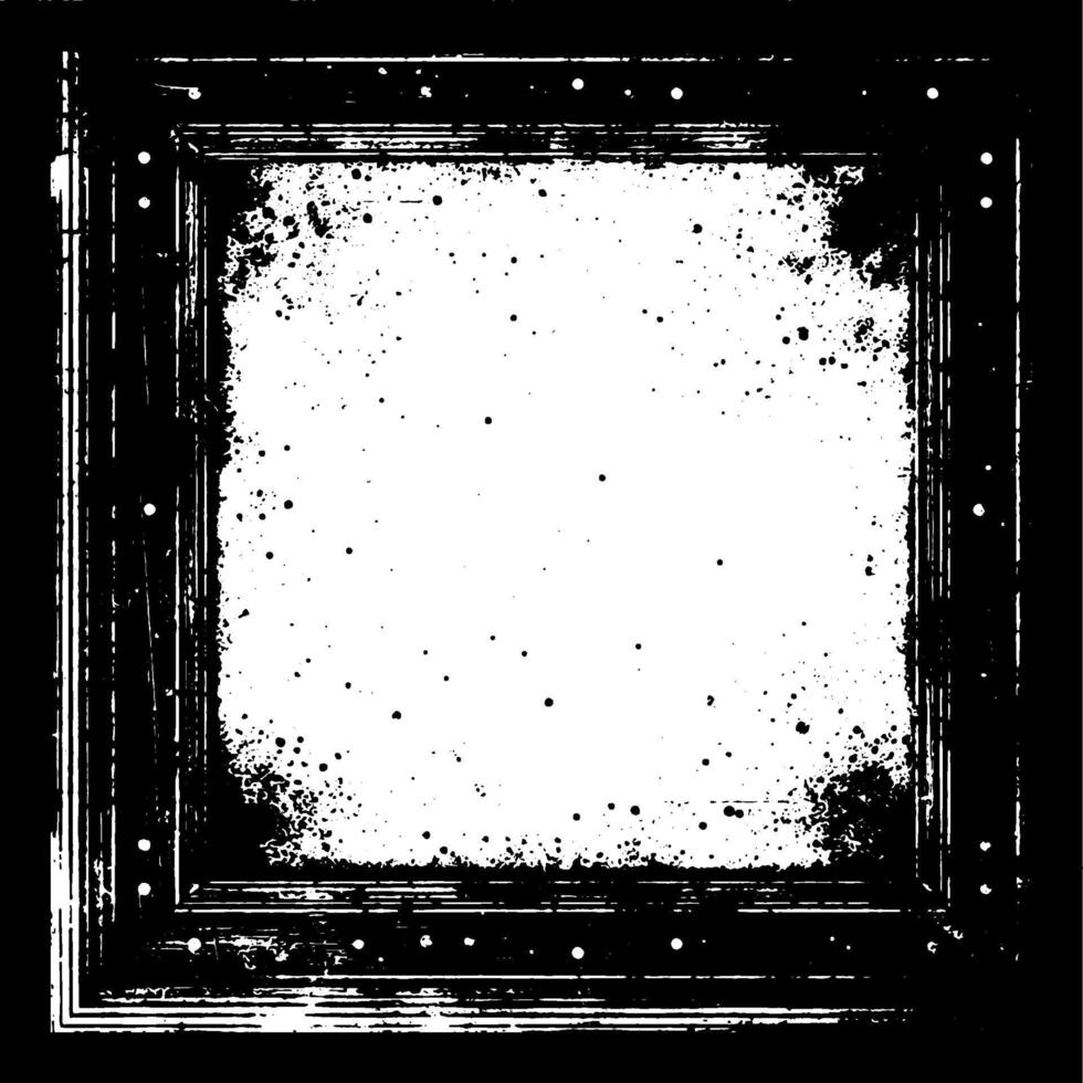 grunge frame with black and white paint , Vintage grunge border black and white square frame with a white background, A square vintage photo frame, vector