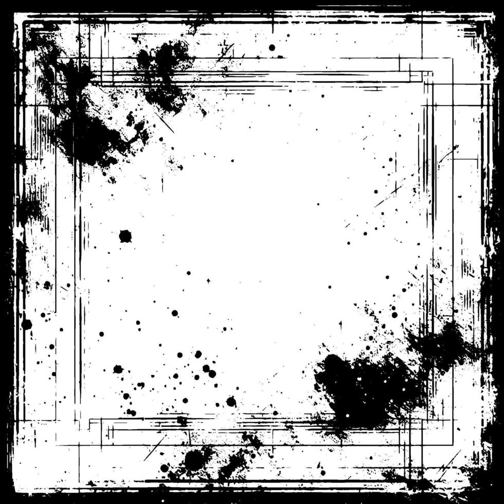grunge frame with black and white paint vector