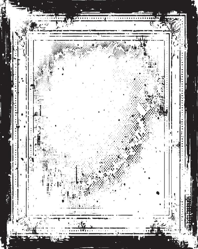 grunge frame with a black and white background, A square vintage photo frame, grunge frame vector