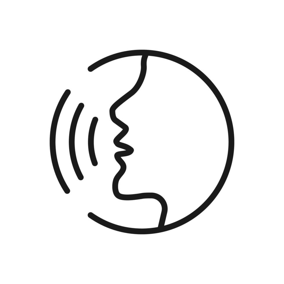 Speaking icon. Talk person sign or symbol , man with open mouth and sound wave , Voice command, speech icon for interact vector