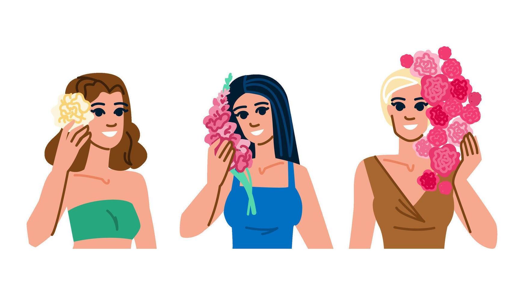 beauty flower woman makeup vector