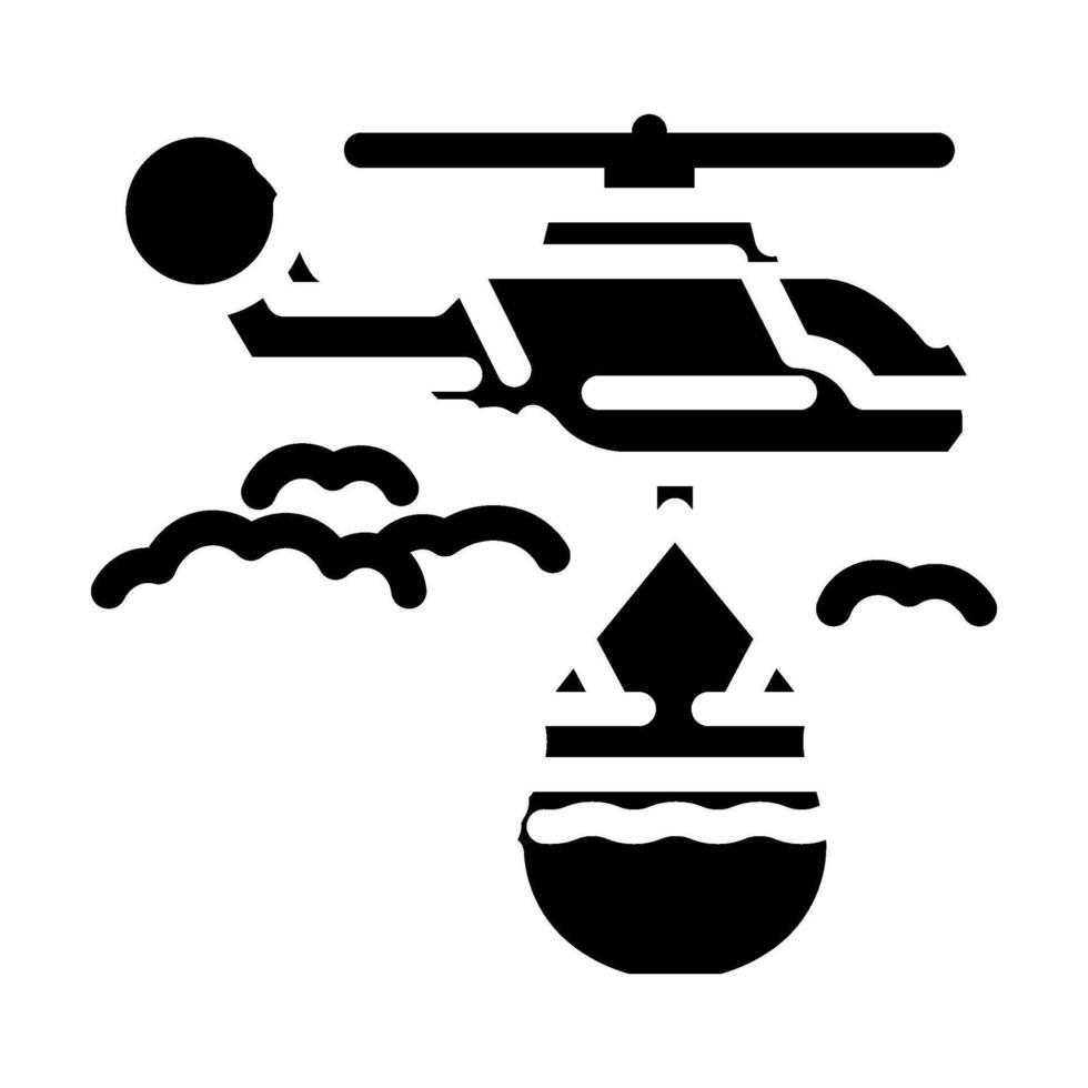firefighting helicopter glyph icon illustration vector