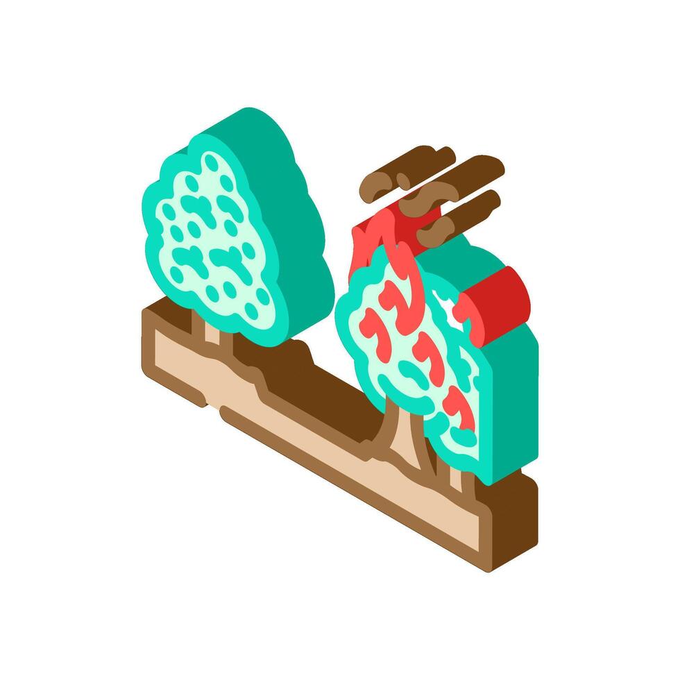 firebreak line wildfire disaster isometric icon illustration vector