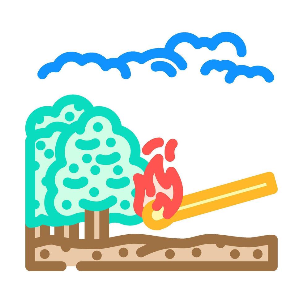 arson forest wildfire disaster color icon illustration vector