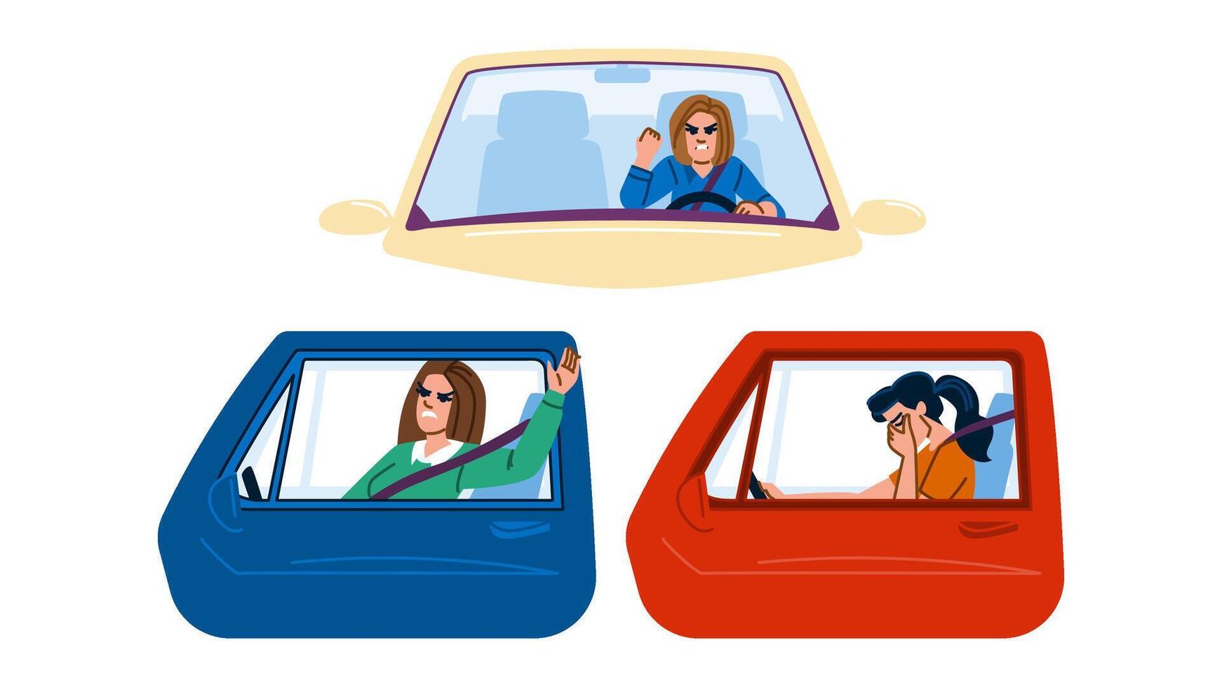 commute stress traffic road woman vector