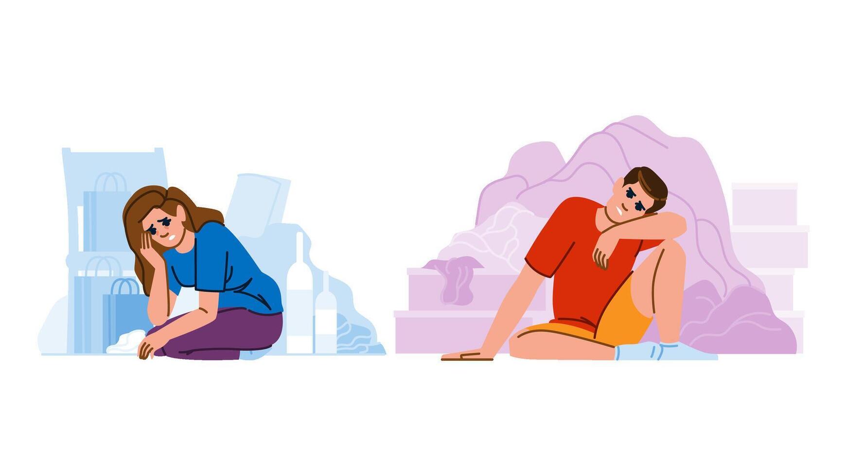 anxiety stress at home vector