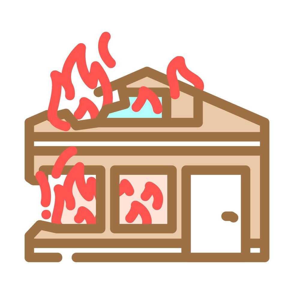 house on fire wildfire disaster color icon illustration vector