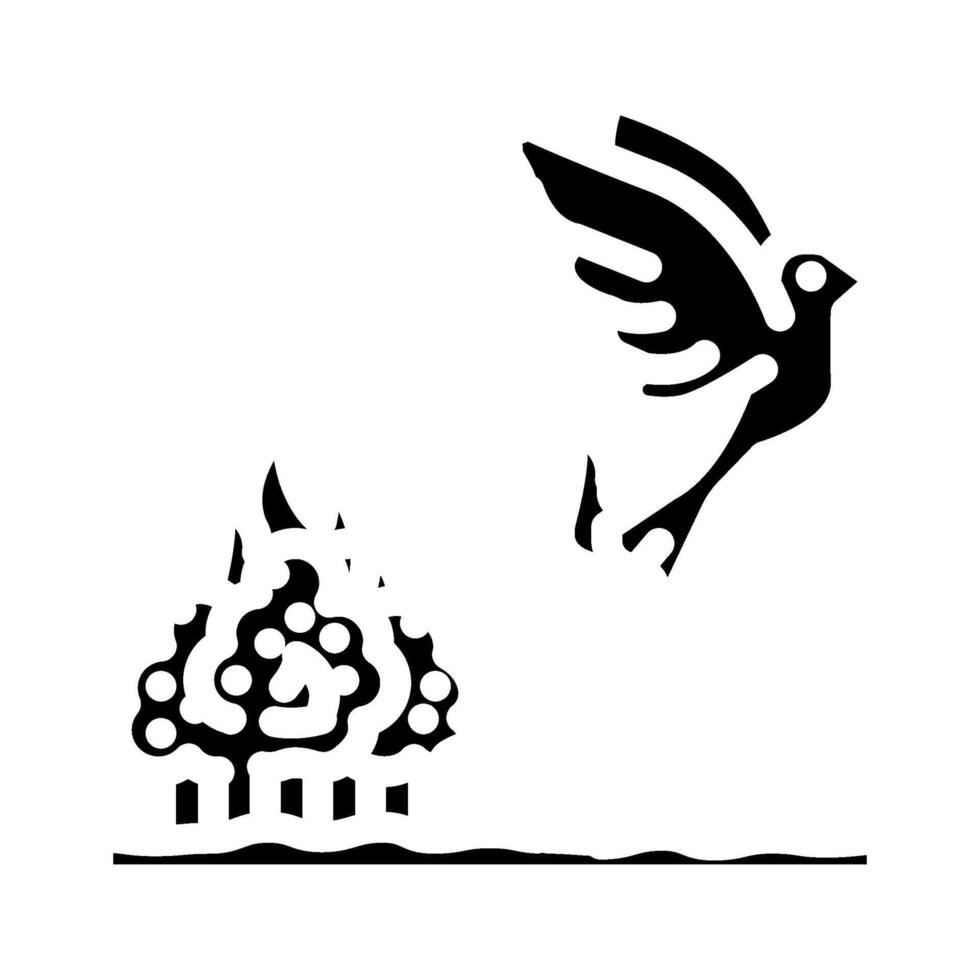 birds on fire wildfire disaster glyph icon illustration vector