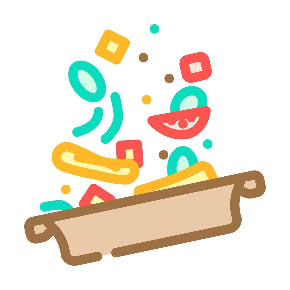 veggie stir fry vegan food color icon illustration vector