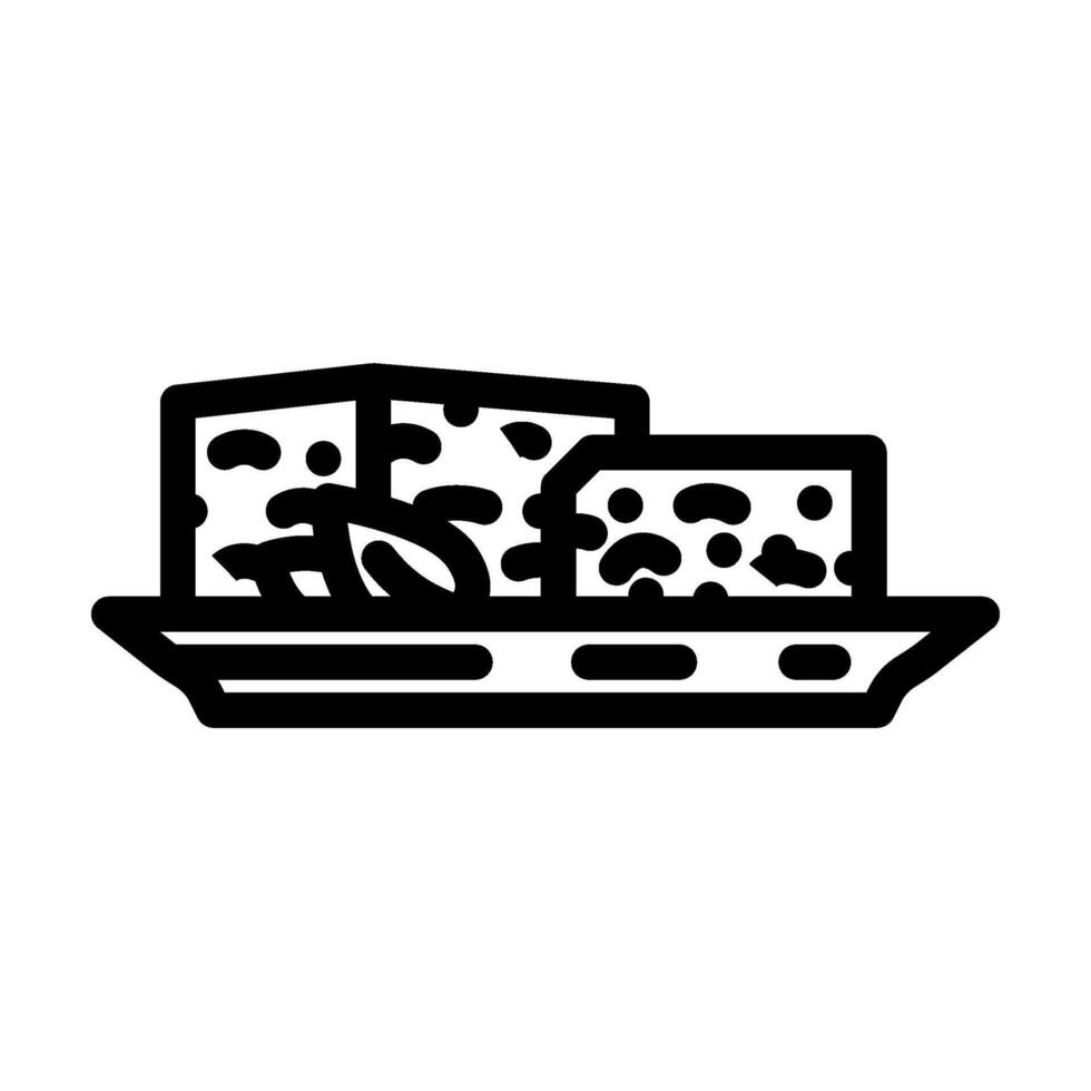 tofu block vegan food line icon illustration vector