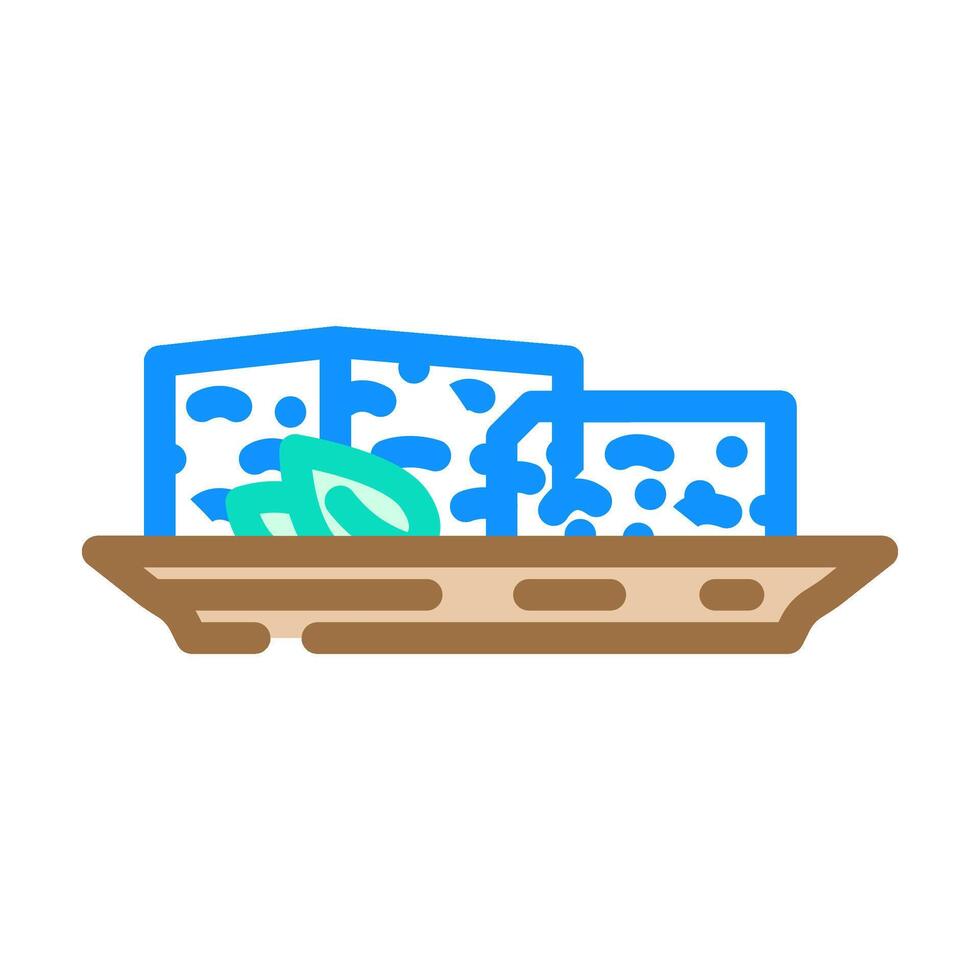 tofu block vegan food color icon illustration vector