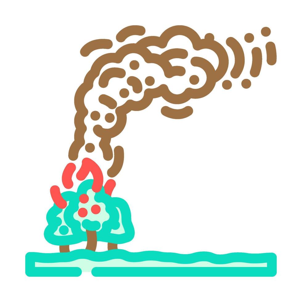 smoke cloud wildfire disaster color icon illustration vector