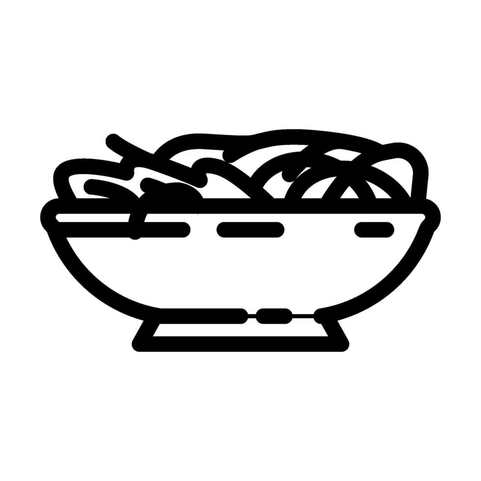 salad bowl vegan food line icon illustration vector