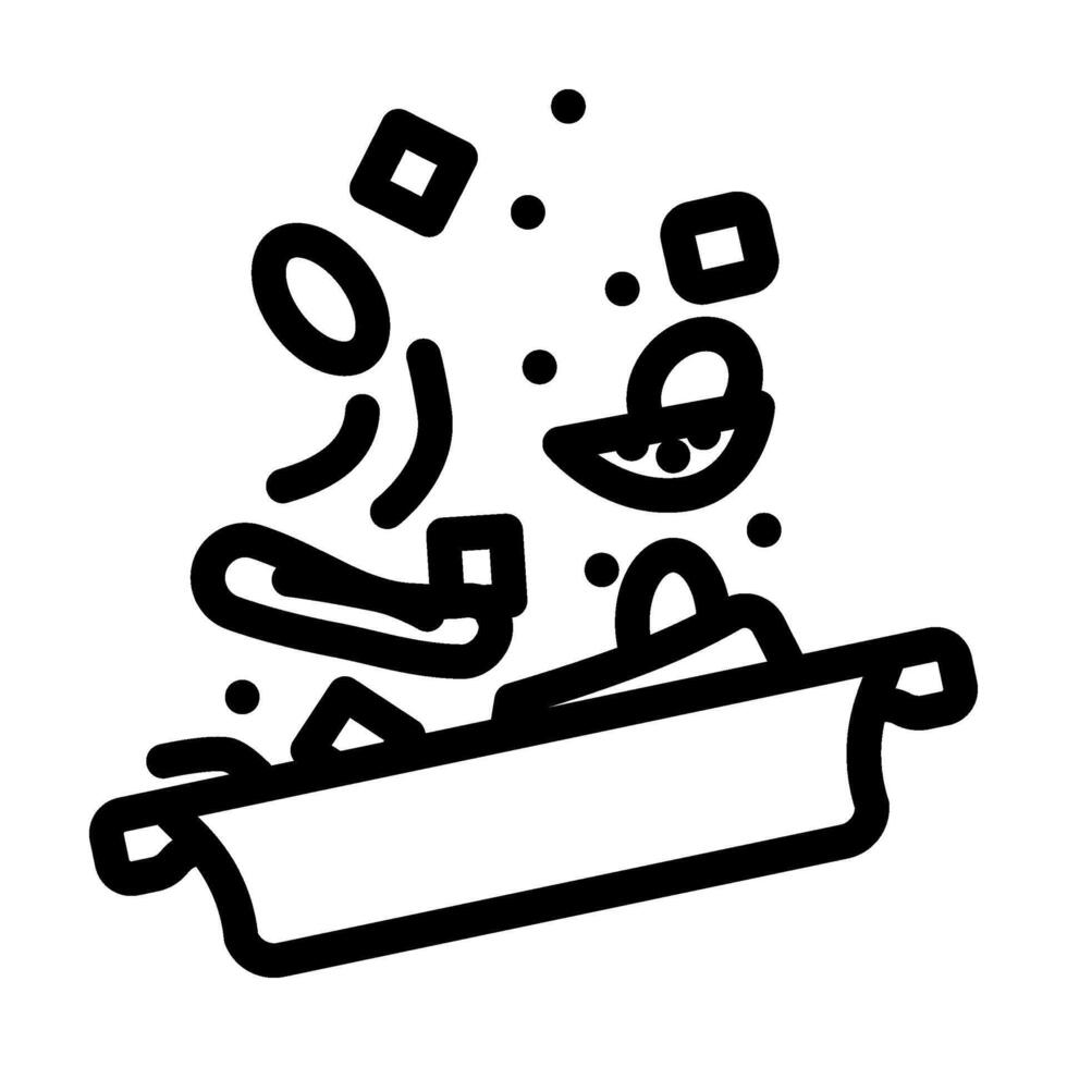 veggie stir fry vegan food line icon illustration vector
