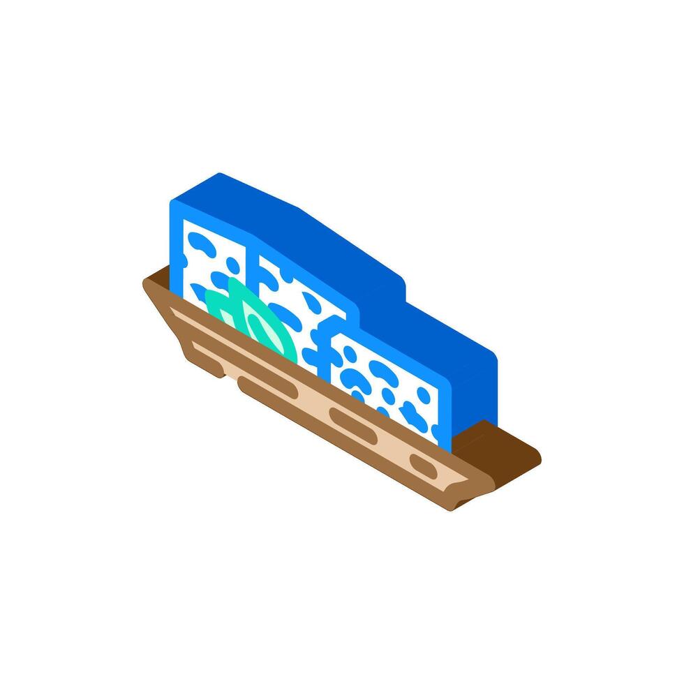 tofu block vegan food isometric icon illustration vector