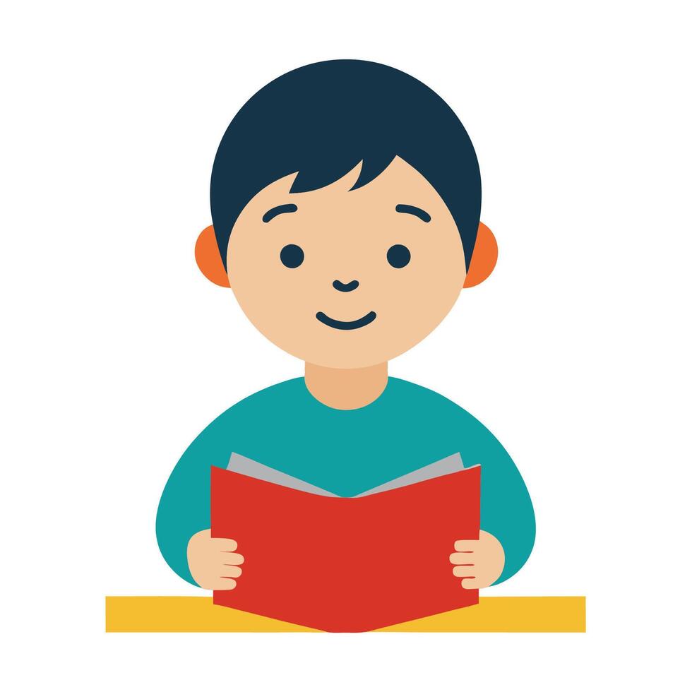 a beautiful child are reading book vector