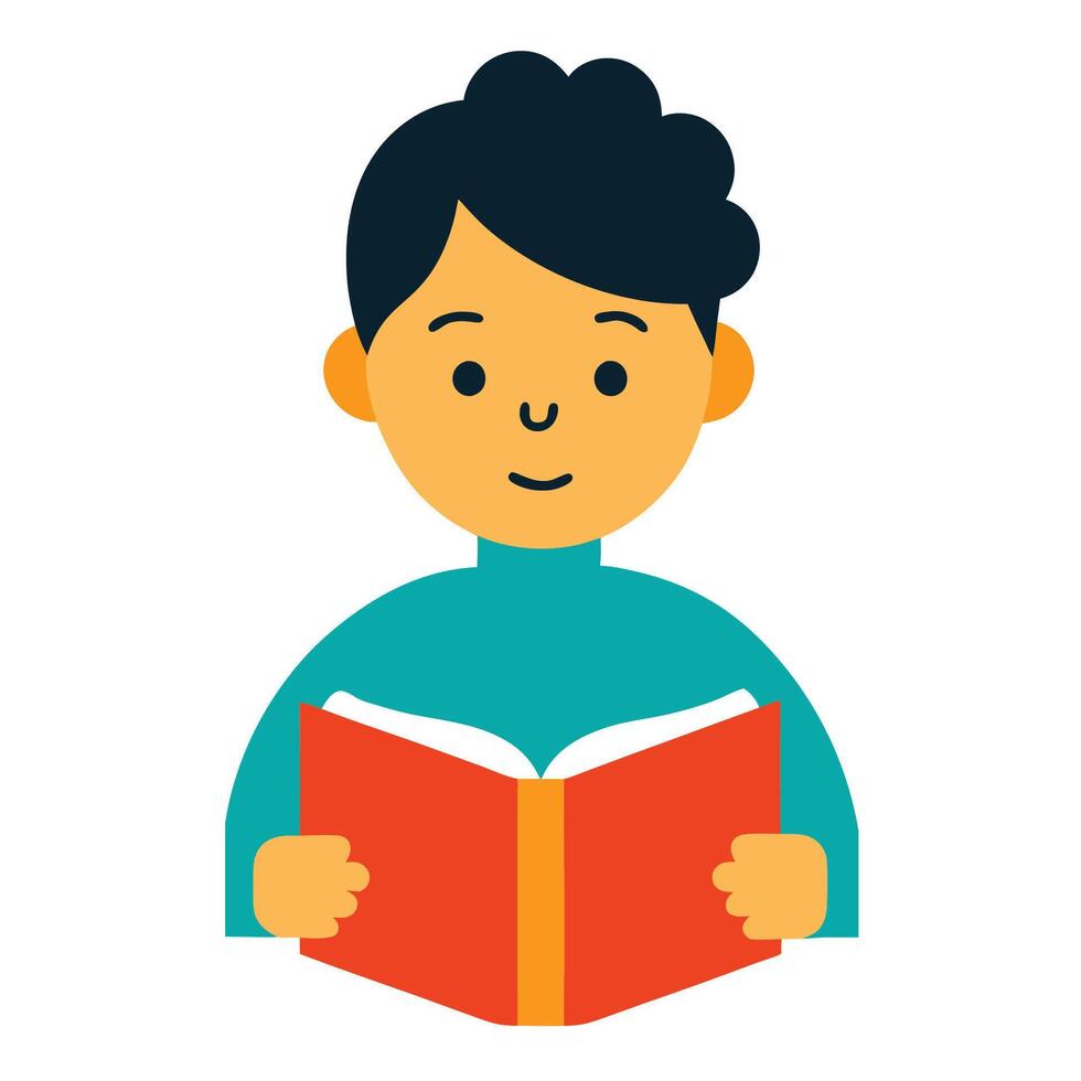 student reading book on desk vector