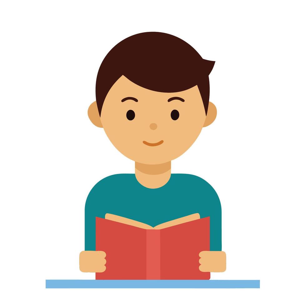 a cute child reading book on desk vector