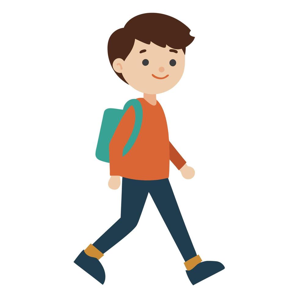 beautiful boy going to school vector