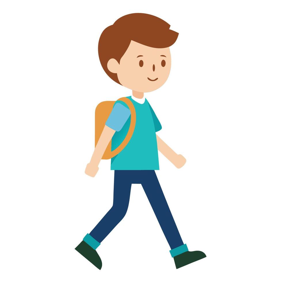 cute boy going to school vector