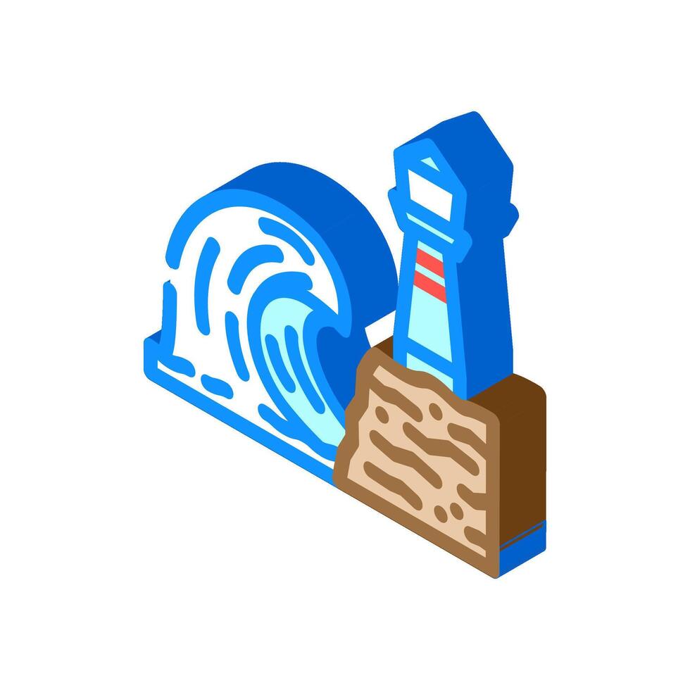high waves hurricane disaster isometric icon illustration vector