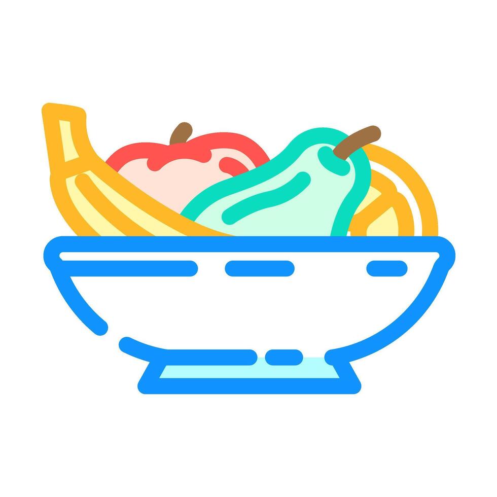 fruit bowl vegan food color icon illustration vector