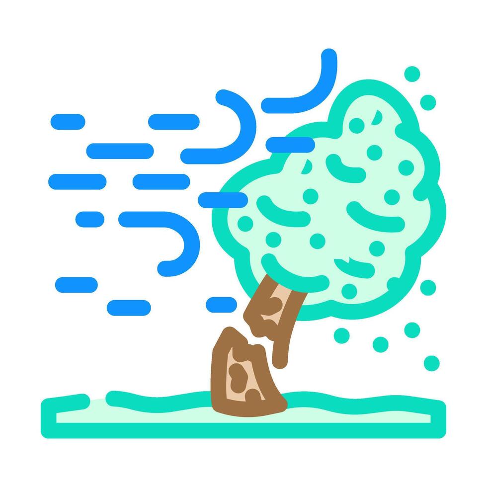 strong winds hurricane disaster color icon illustration vector