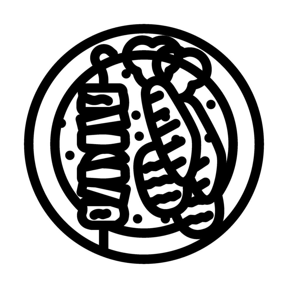 grilled vegetables vegan food line icon illustration vector