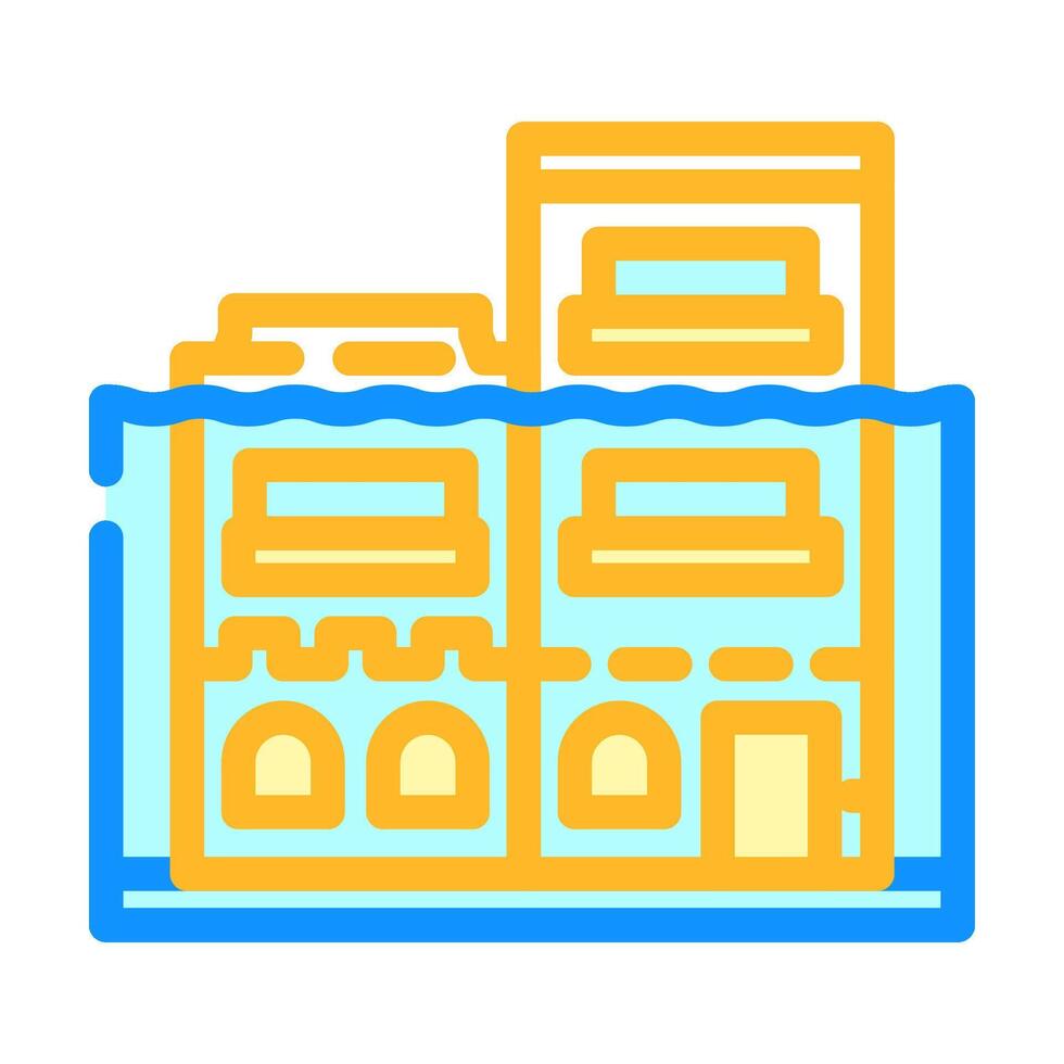 flooded streets hurricane disaster color icon illustration vector