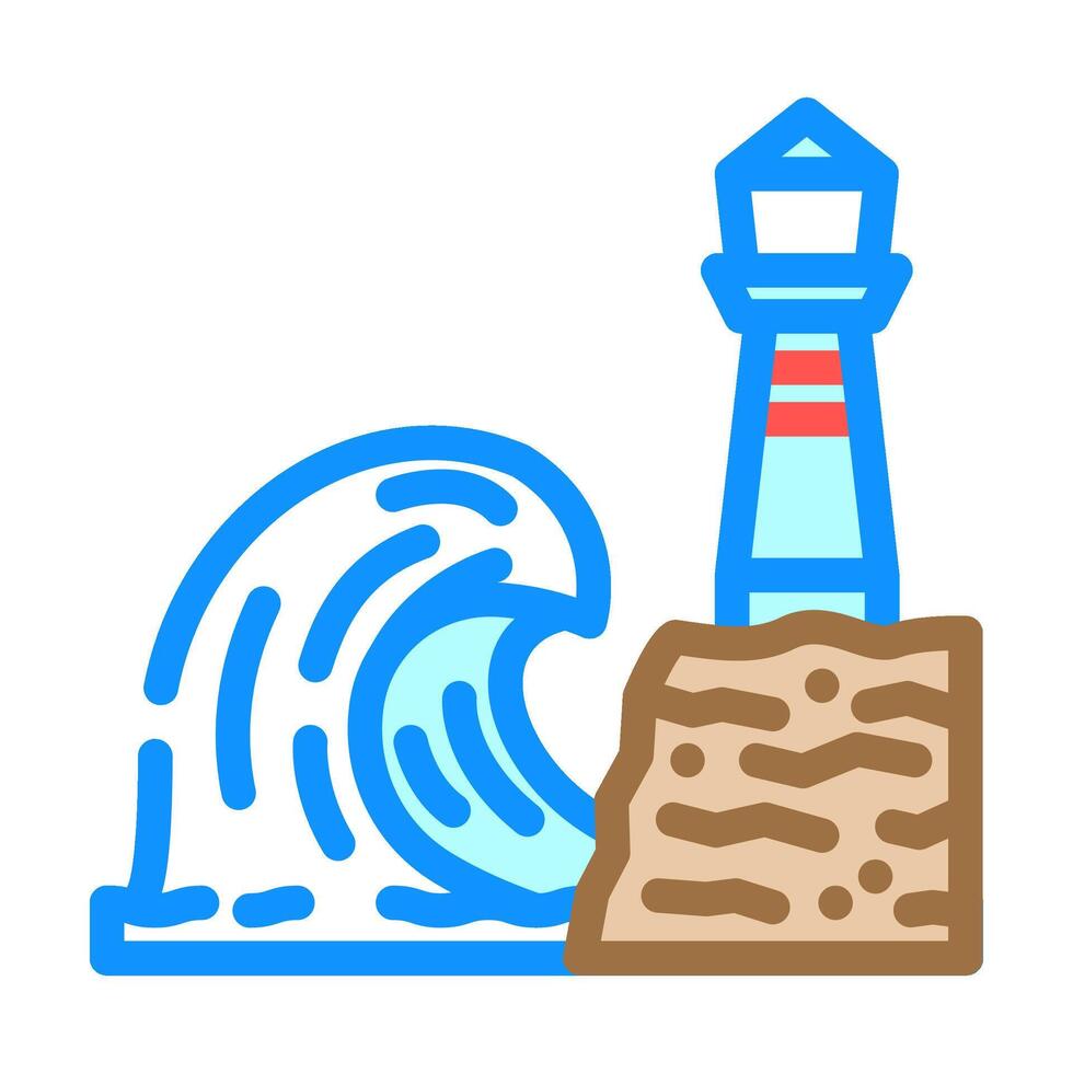 high waves hurricane disaster color icon illustration vector