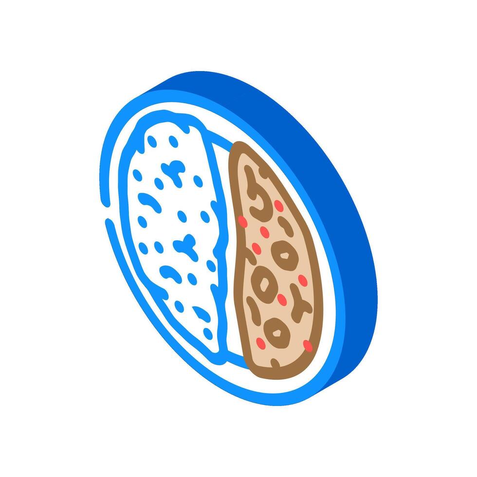 rice and beans vegan food isometric icon illustration vector