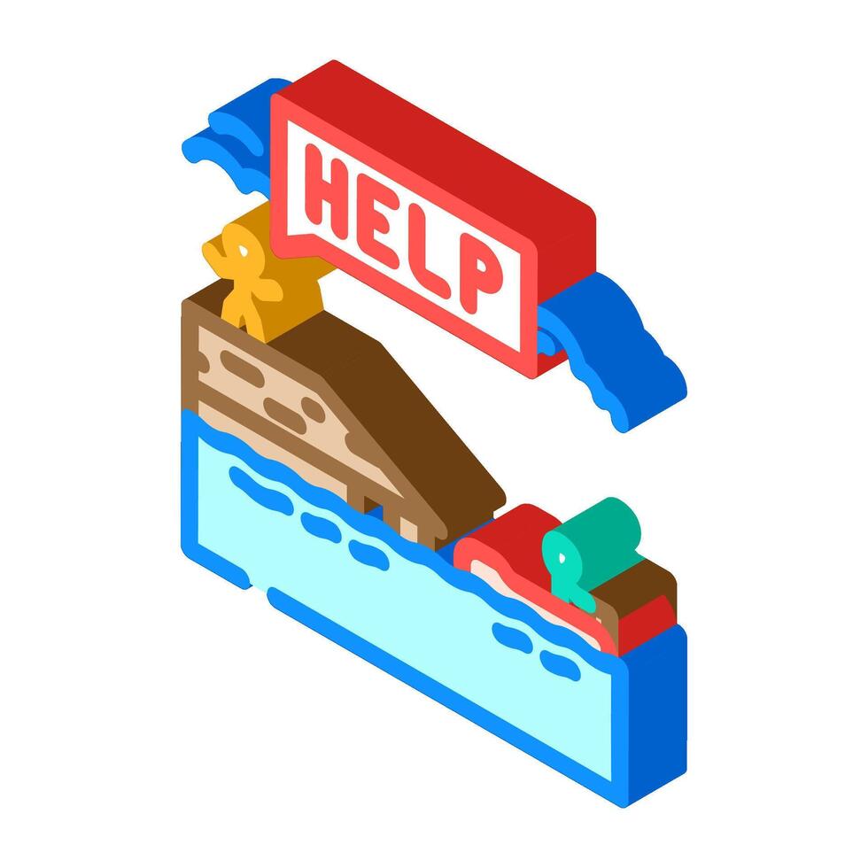 rescue operation hurricane disaster isometric icon illustration vector
