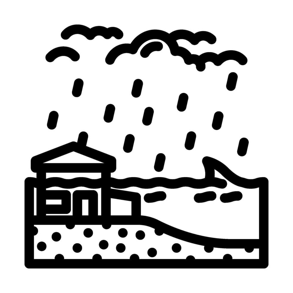 storm surge flooding hurricane disaster line icon illustration vector