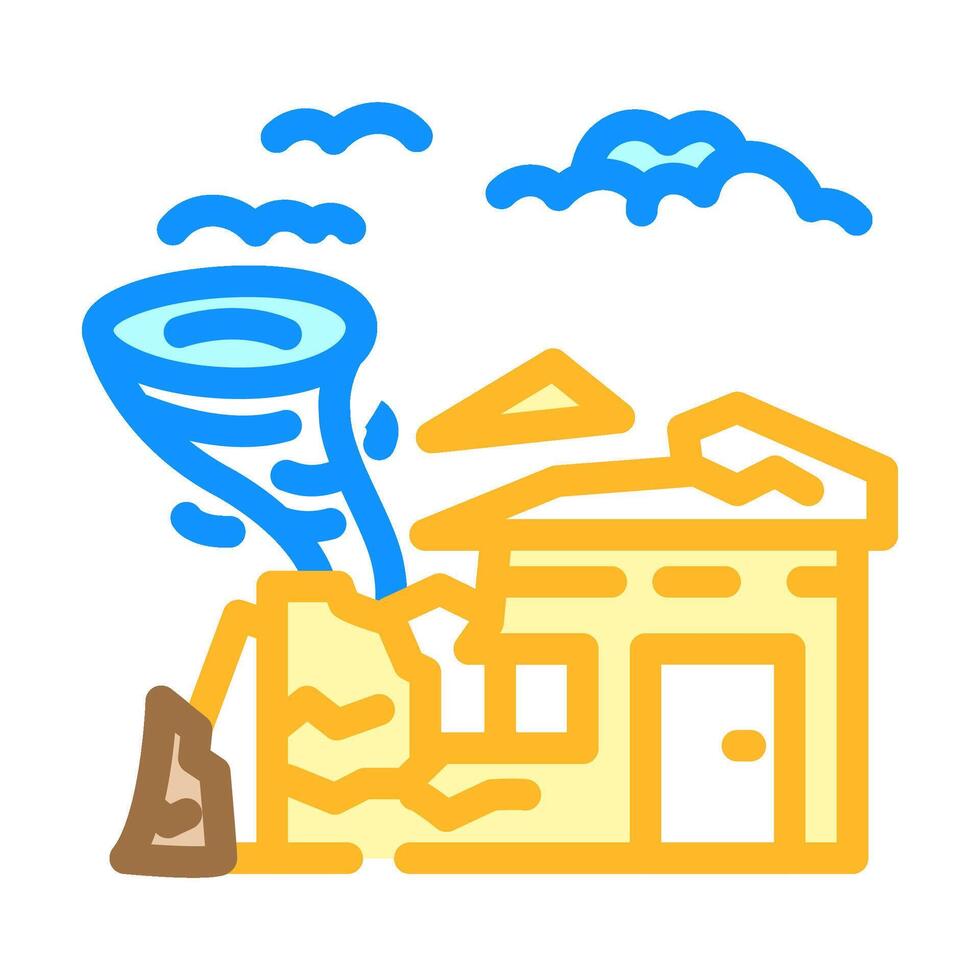 damage hurricane disaster color icon illustration vector