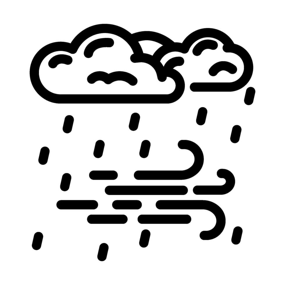 rain and wind hurricane disaster line icon illustration vector