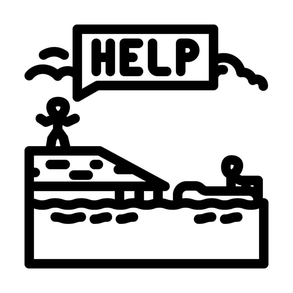 rescue operation hurricane disaster line icon illustration vector
