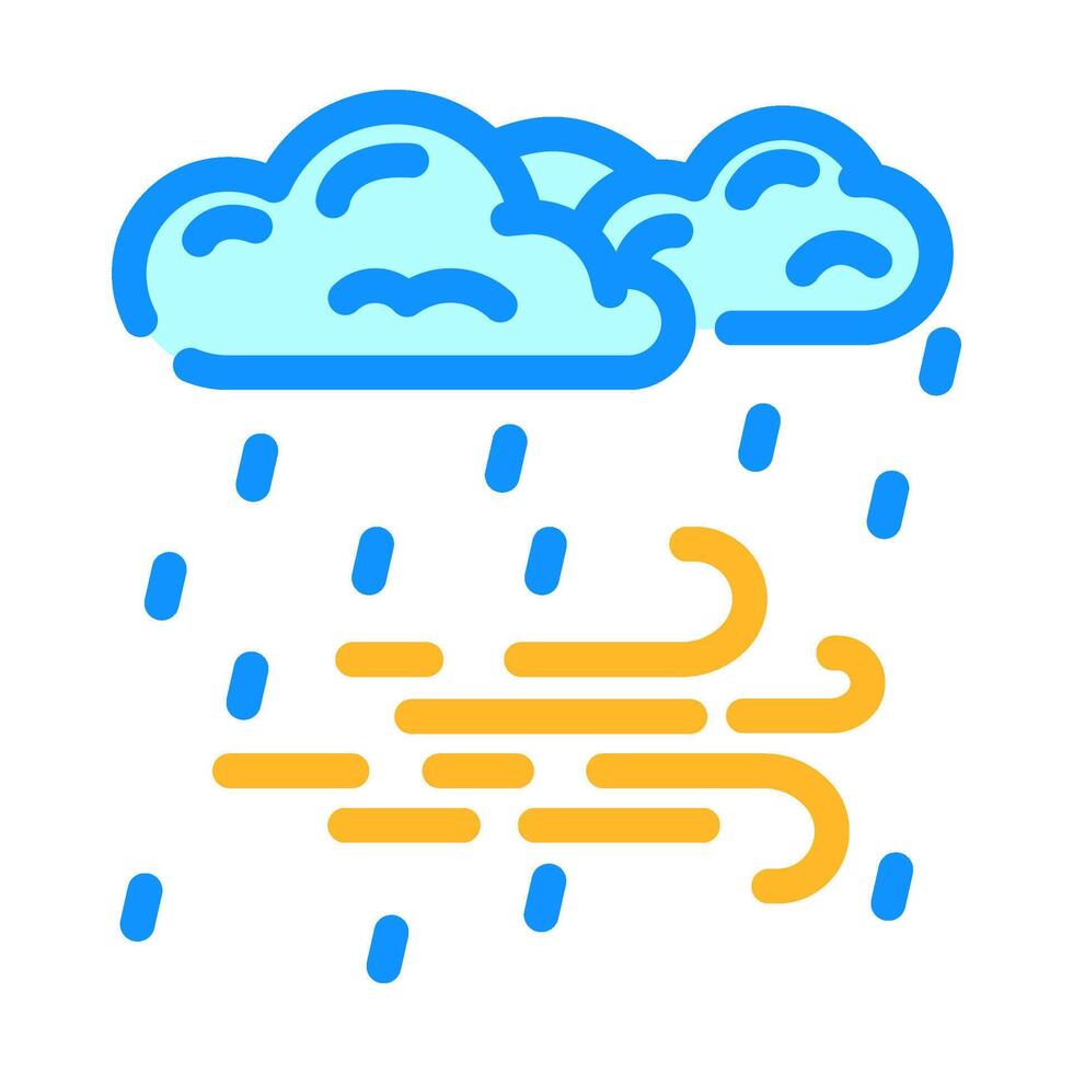 rain and wind hurricane disaster color icon illustration vector