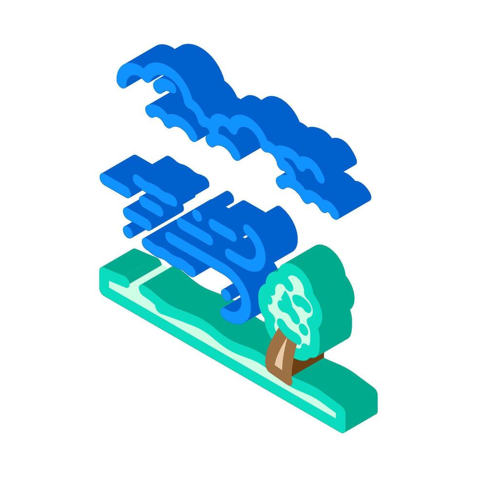 wind gusts hurricane disaster isometric icon illustration vector