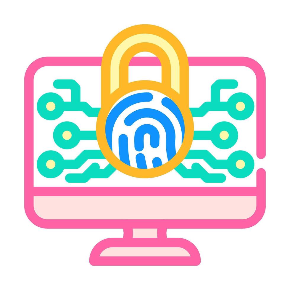 security system biometric color icon illustration vector