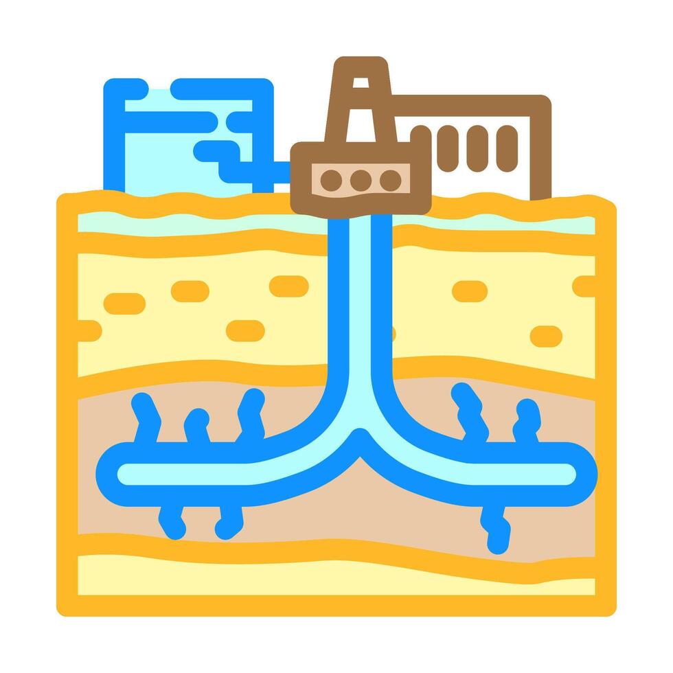hydraulic fracturing oil industry color icon illustration vector