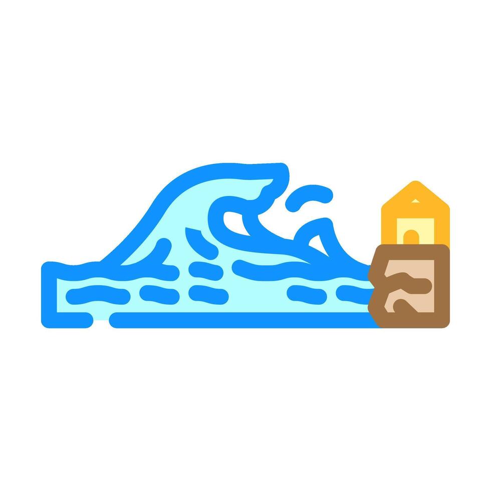 tsunami wave natural phenomena color icon illustration vector
