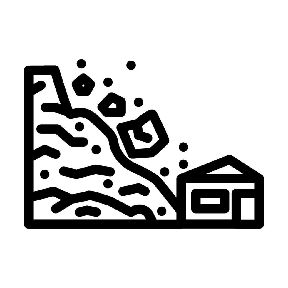 landslide natural phenomena line icon illustration vector