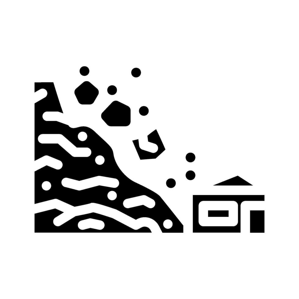 landslide natural phenomena glyph icon illustration vector