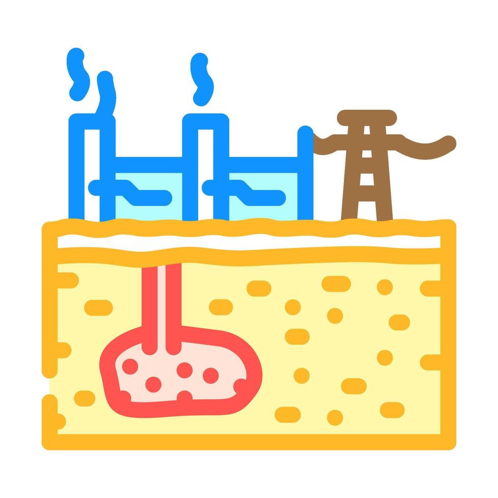 power station geothermal energy color icon illustration vector