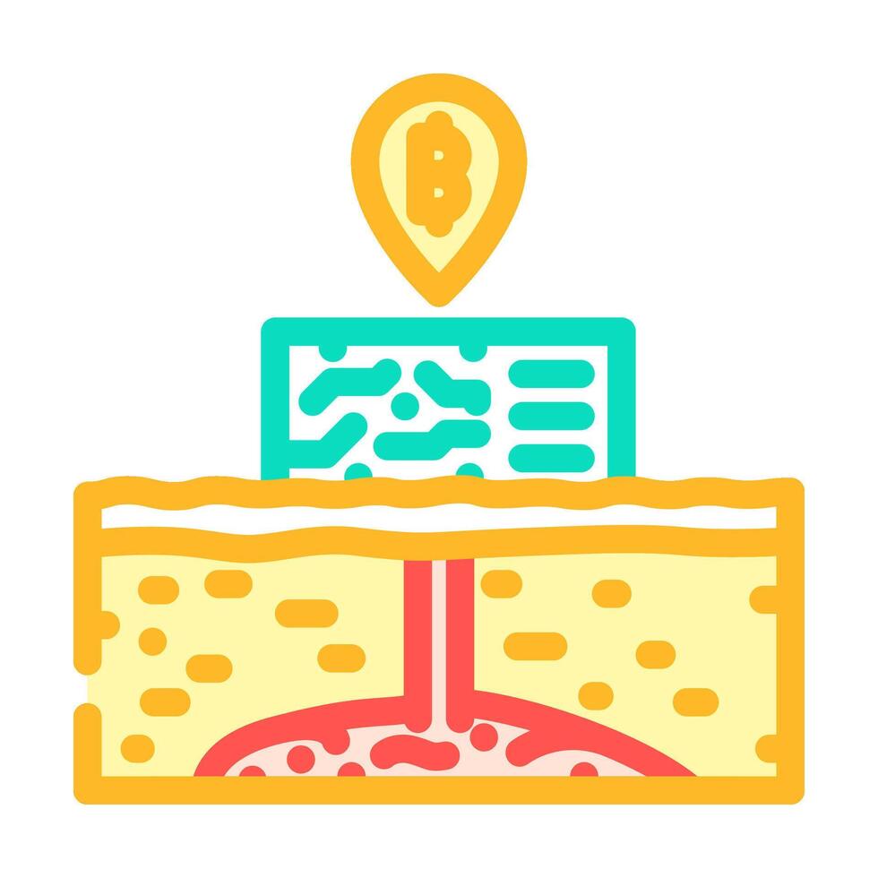 cryptocurrency mining geothermal color icon illustration vector