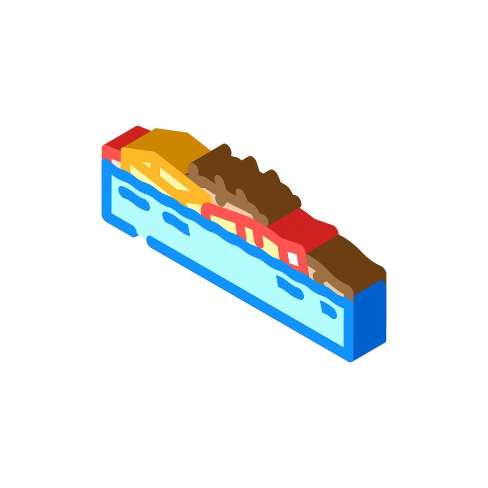 floodwater with debris isometric icon illustration vector