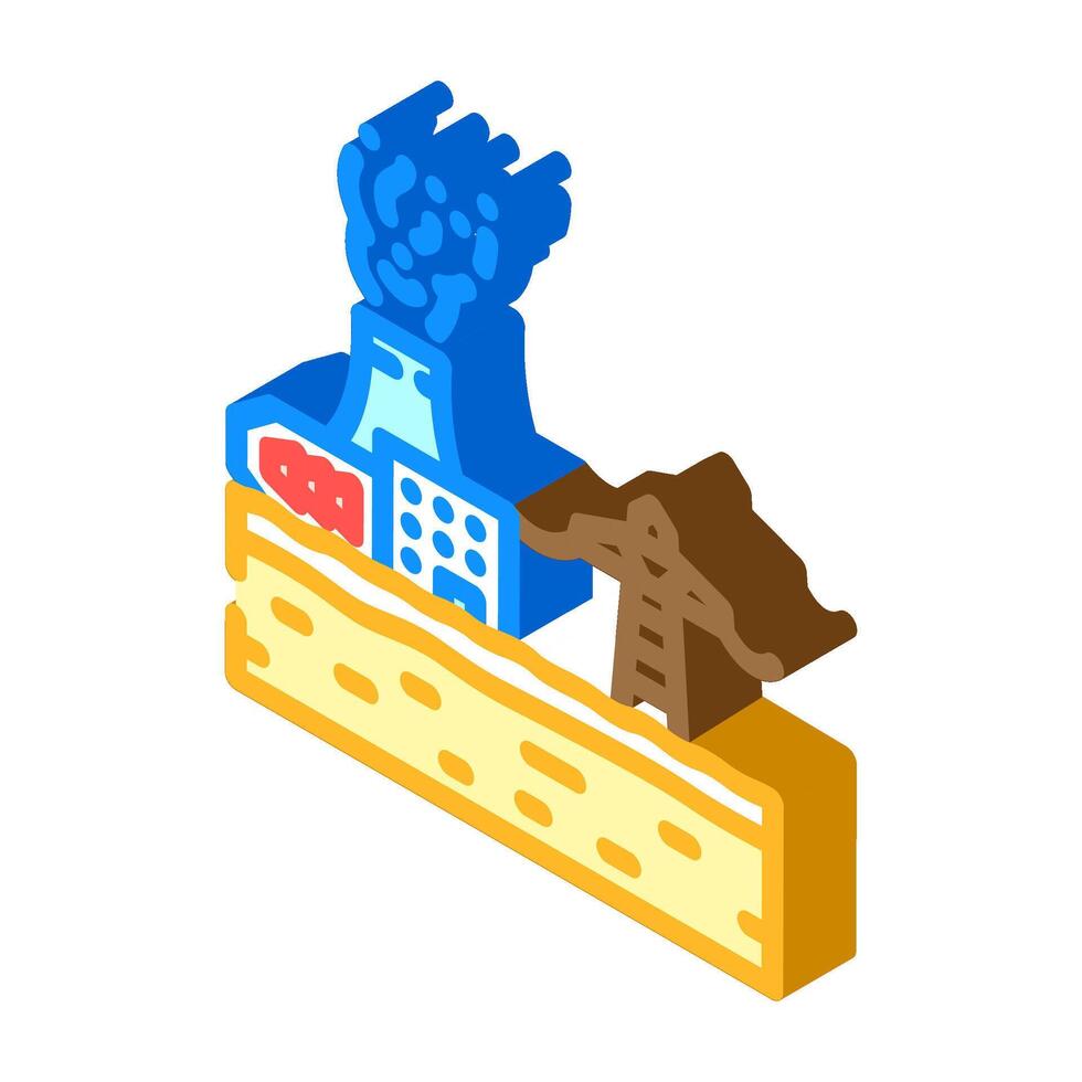 power grid geothermal energy isometric icon illustration vector